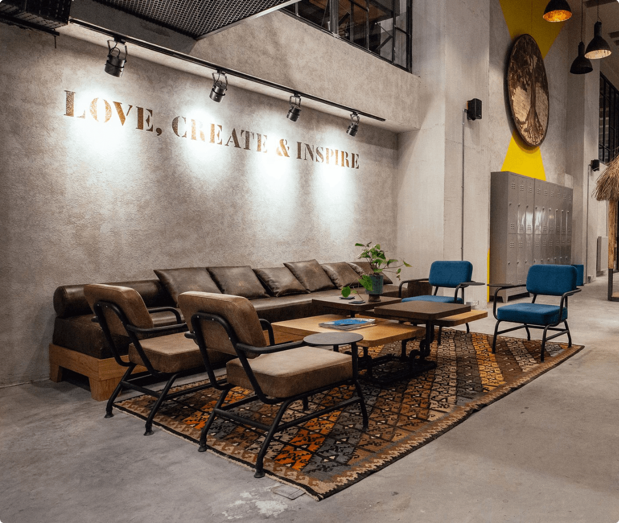 Love, Create & Inspire — ofis lounge alanımız
